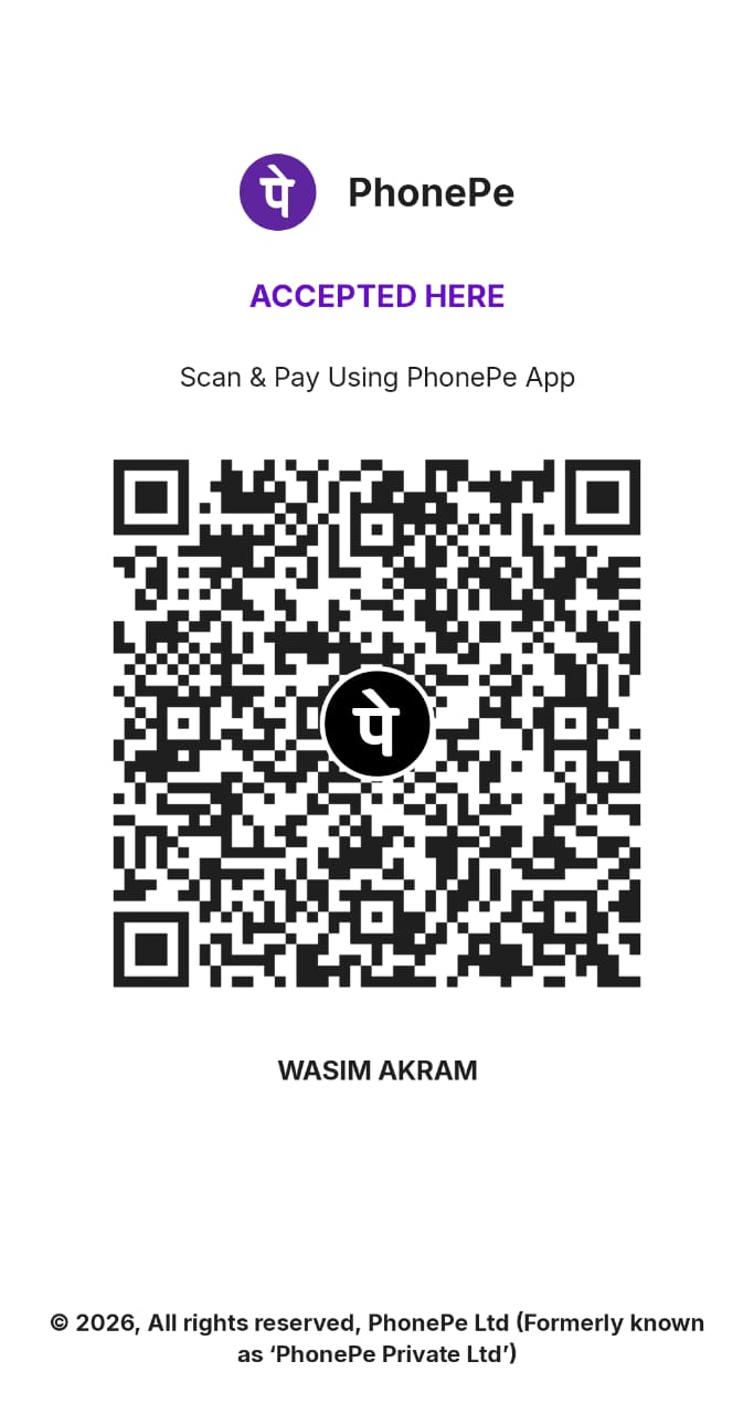 PhonePe UPI QR Code — Pay to WASIM AKRAM