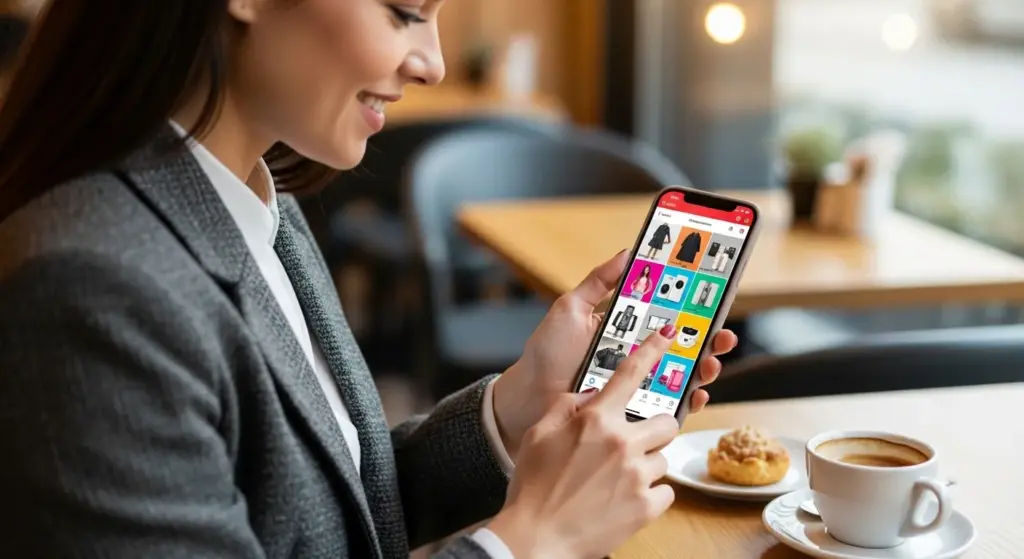 Bigly reseller महिला ऑनलाइन प्रोडक्ट शेयर करती हुई