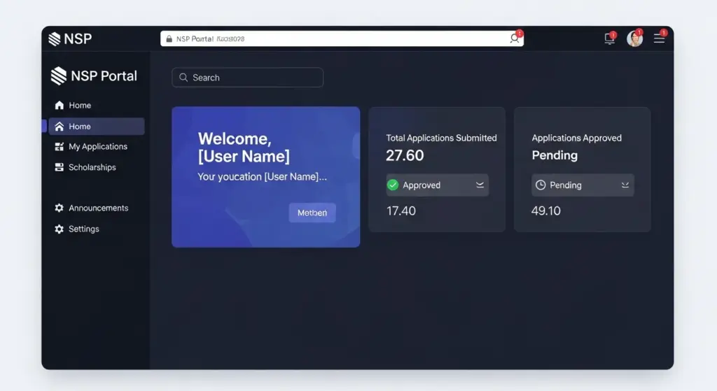 NSP Portal dashboard का screenshot या illustration