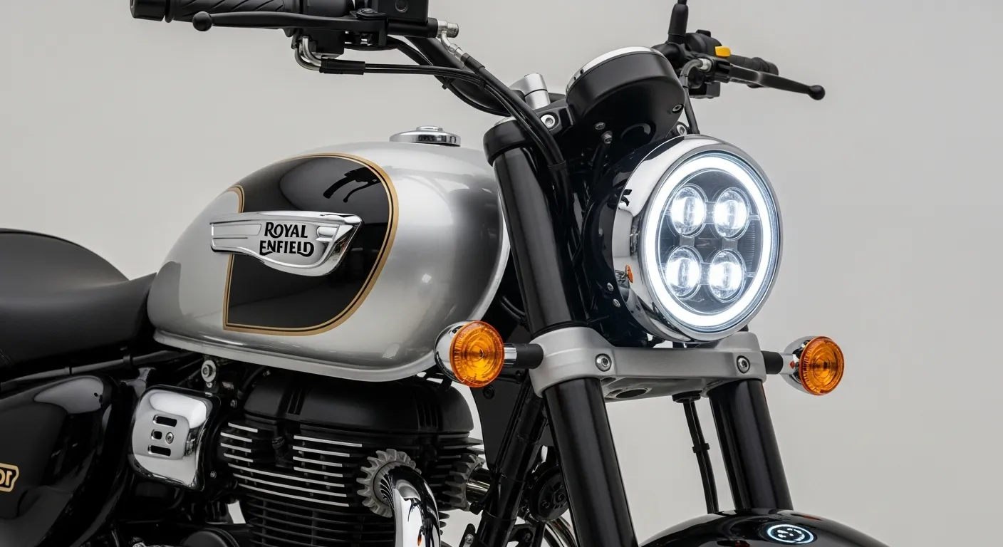 Close-up shot of Royal Enfield Meteor 350 (2025)