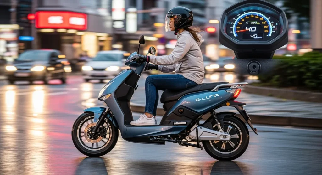 E-Luna Prime electric moped road performance