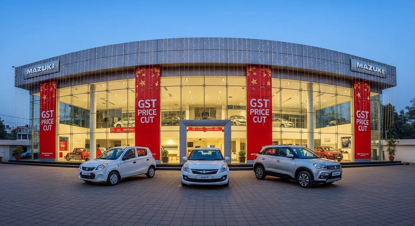 Maruti Suzuki Alto, Swift और Brezza का panoramic view showroom में GST price cut के साथ
