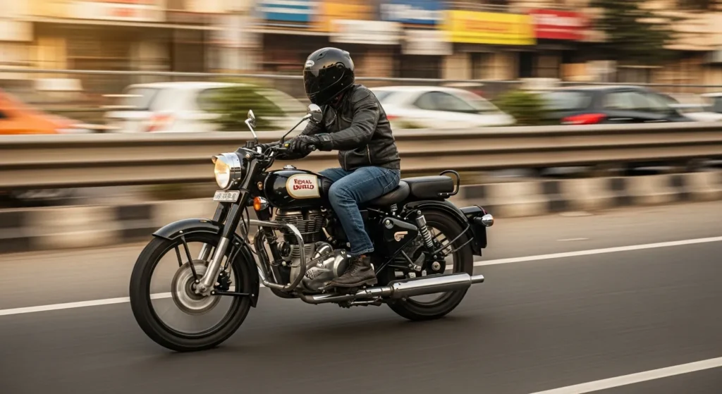 Royal Enfield Bullet 350 ऑन-रोड एक्शन शॉट