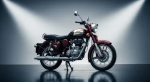 Royal Enfield Bullet 350 (2025) panoramic studio shot in India