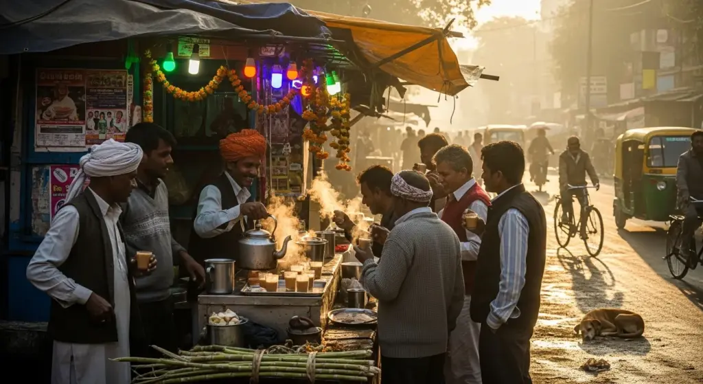 Indian Tea Stall Business with morning crowd