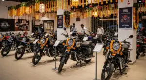 Jawa Yezdi bikes during Indian festive offer at dealership