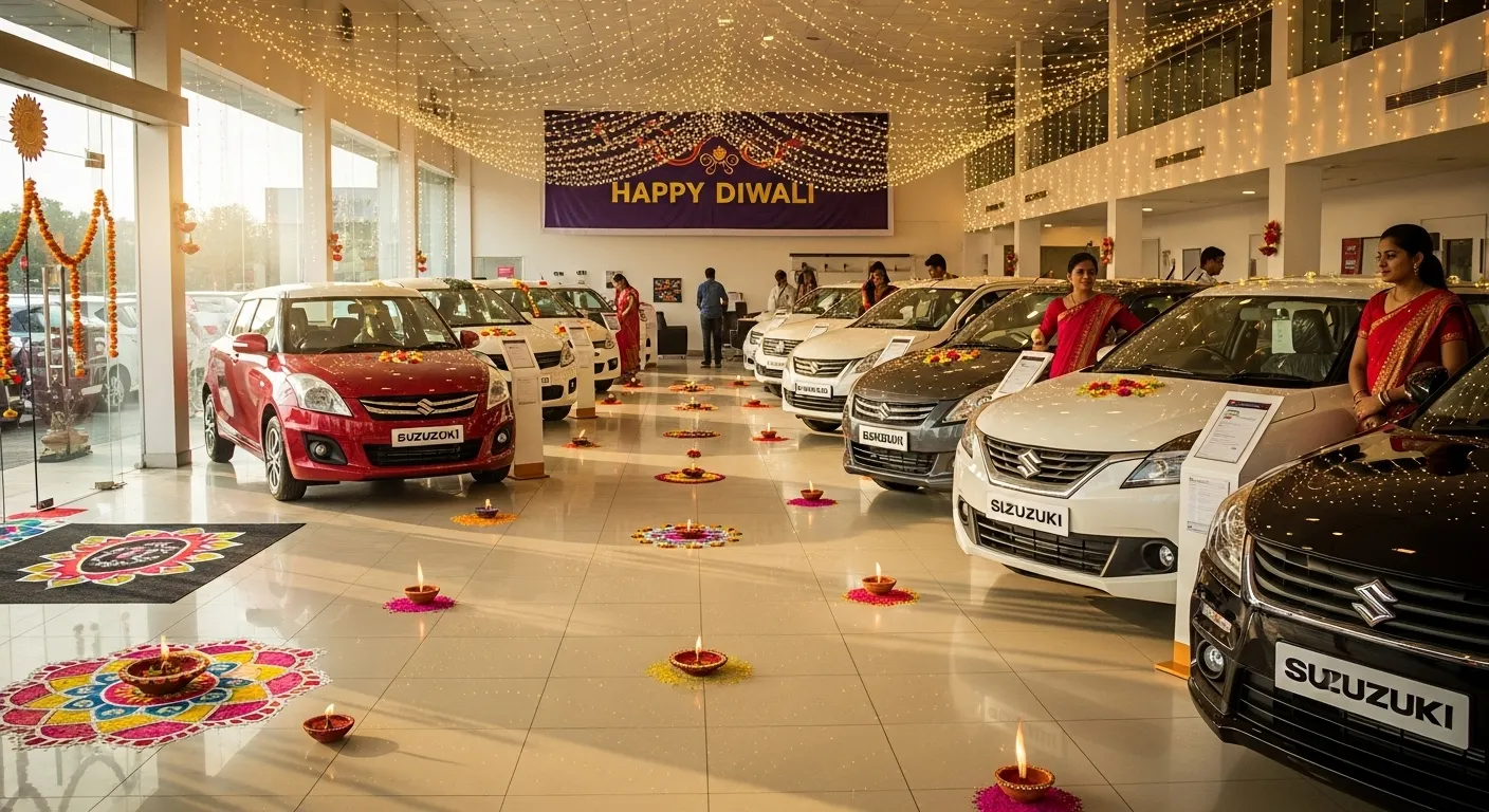 Maruti Suzuki showroom festive decoration India