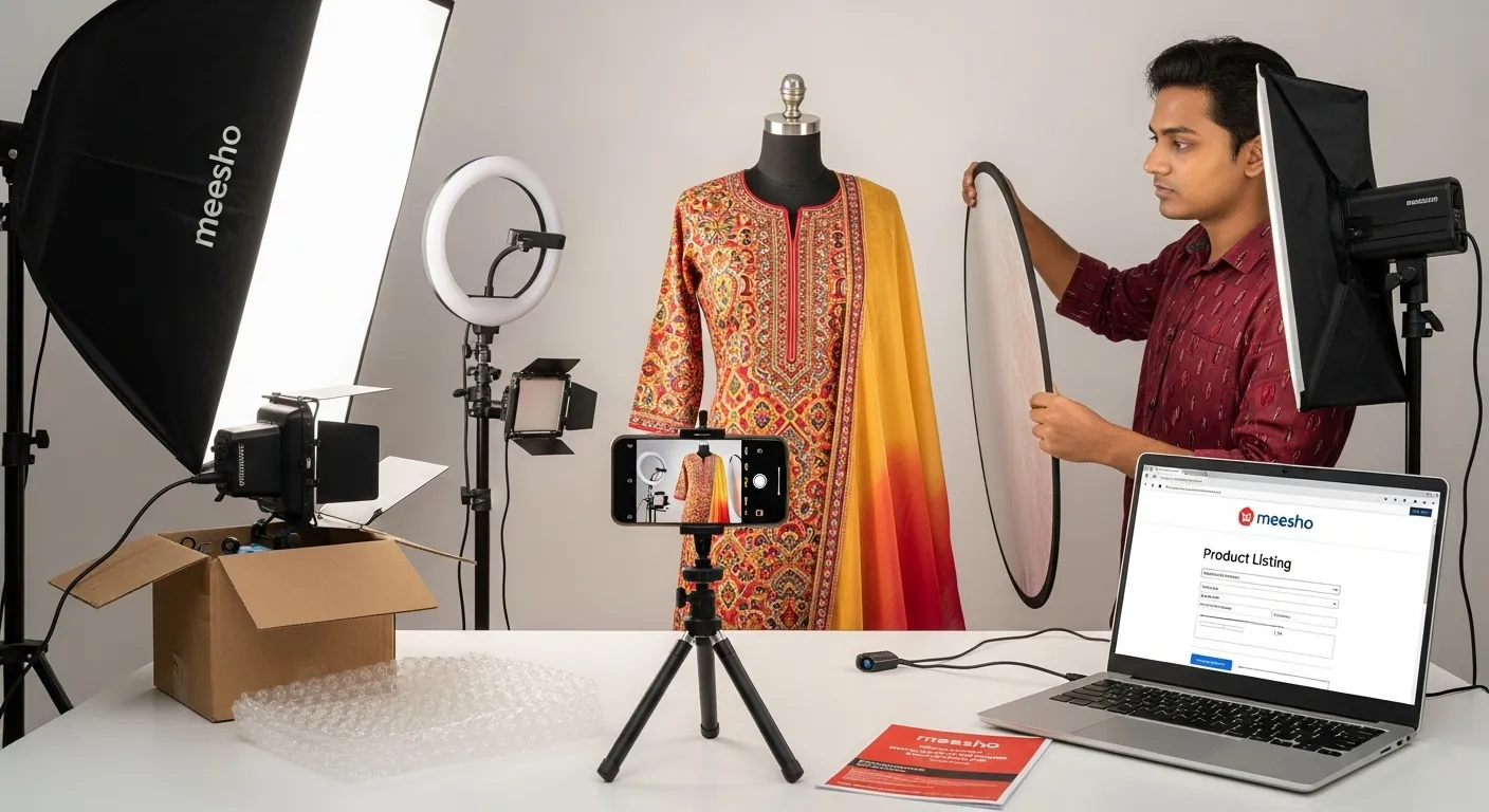 Person taking product photos for Meesho online listing