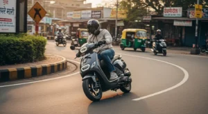 River Indie Gen 3 electric scooter in motion on Indian road