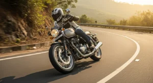 Royal Enfield Guerrilla 450 on-road performance action shot with rider