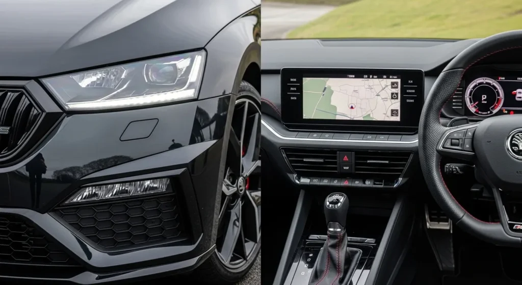 Skoda Octavia RS 2025 interior dashboard and sporty exterior design